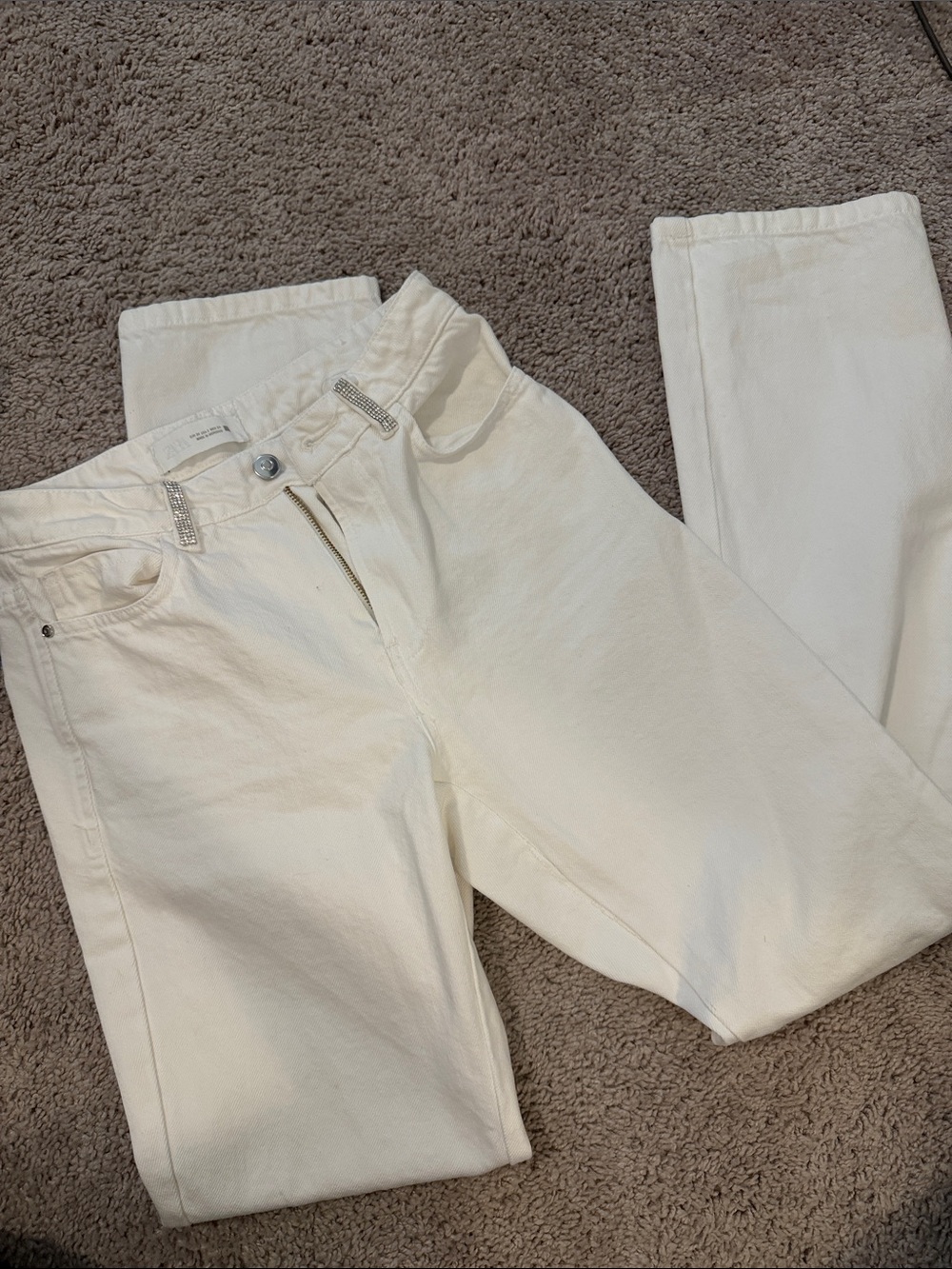 Zara White Straight-Leg Women's Jeans
